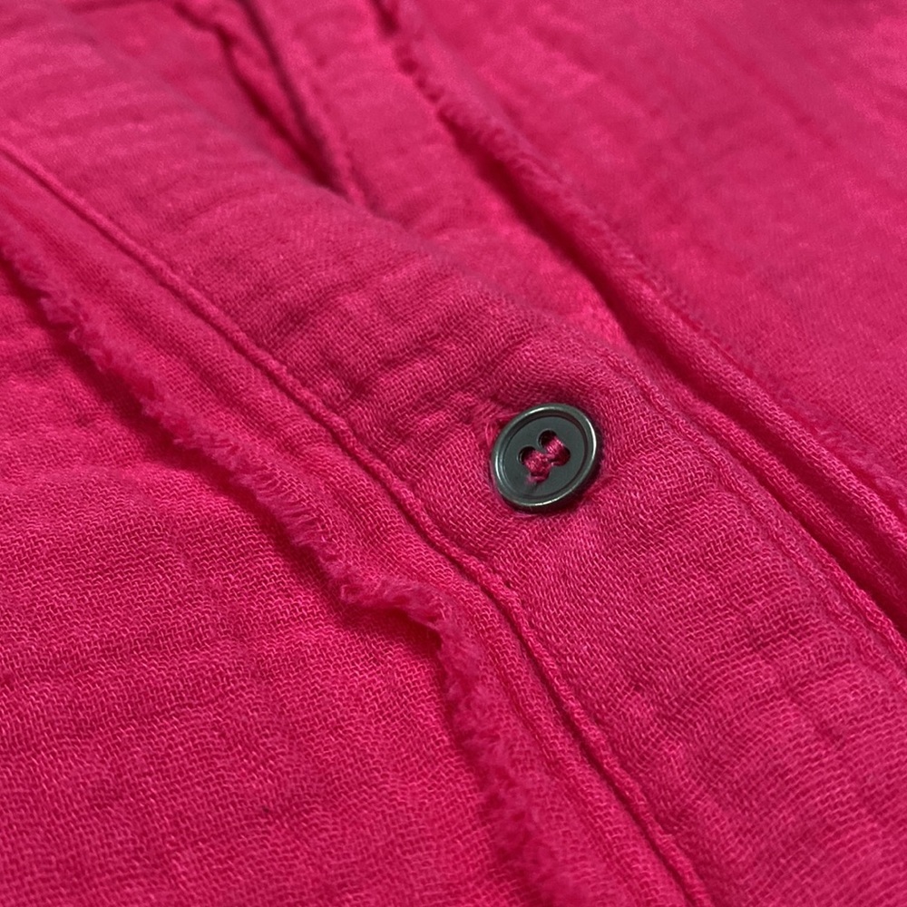Zenana Button Down Gauze Top 💗 Pink - Picture 12 of 14